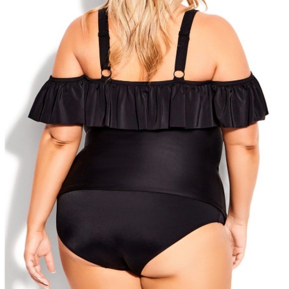 42 AVENUE Ruffle Tankini Top - black retails $89.00 NWT size 28 - Picture 7 of 11